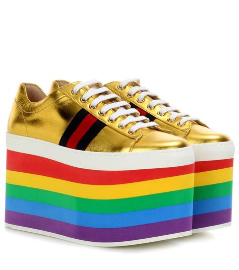 gucci rainbow logo|Gucci rainbow platform shoes.